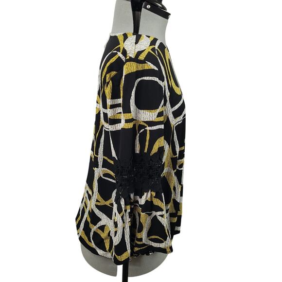 Alfani Womens Tunic Blouse Sz Large Embroidered Flared Sleeve Polyester Top EUC - Picture 5 of 15